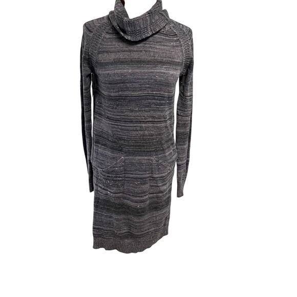 Prana Gray Cowl Neck Sweater Dress Womens Medium Casual Indie Winter Cozy - Picture 1 of 8